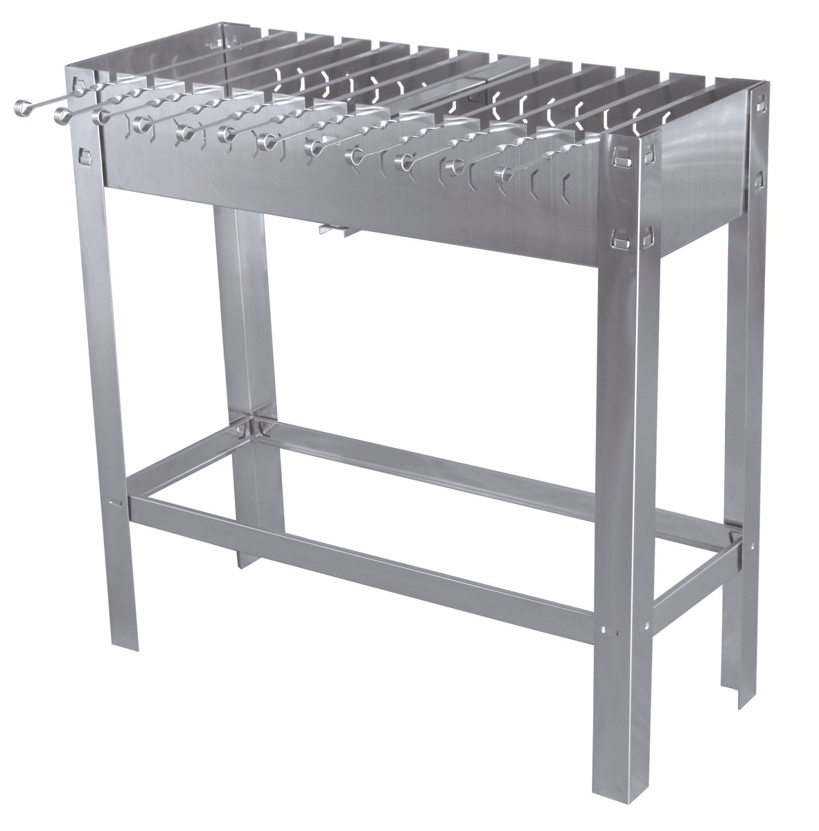 Bild 1 von METRO Professional Holzkohlegrill, Edelstahl, 31 x 81 x 80 cm, rechteckig, mit 12 Edelstahlspießen, silber