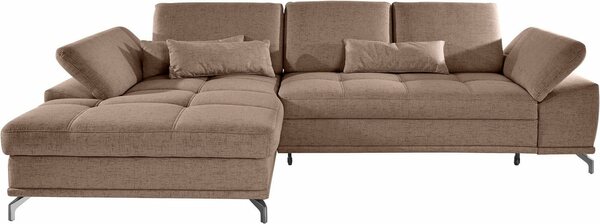 Bild 1 von Places of Style Ecksofa Costello, incl. Sitztiefenverstellung und Armlehnfunktion, incl. 3 Nierenkissen, Braun