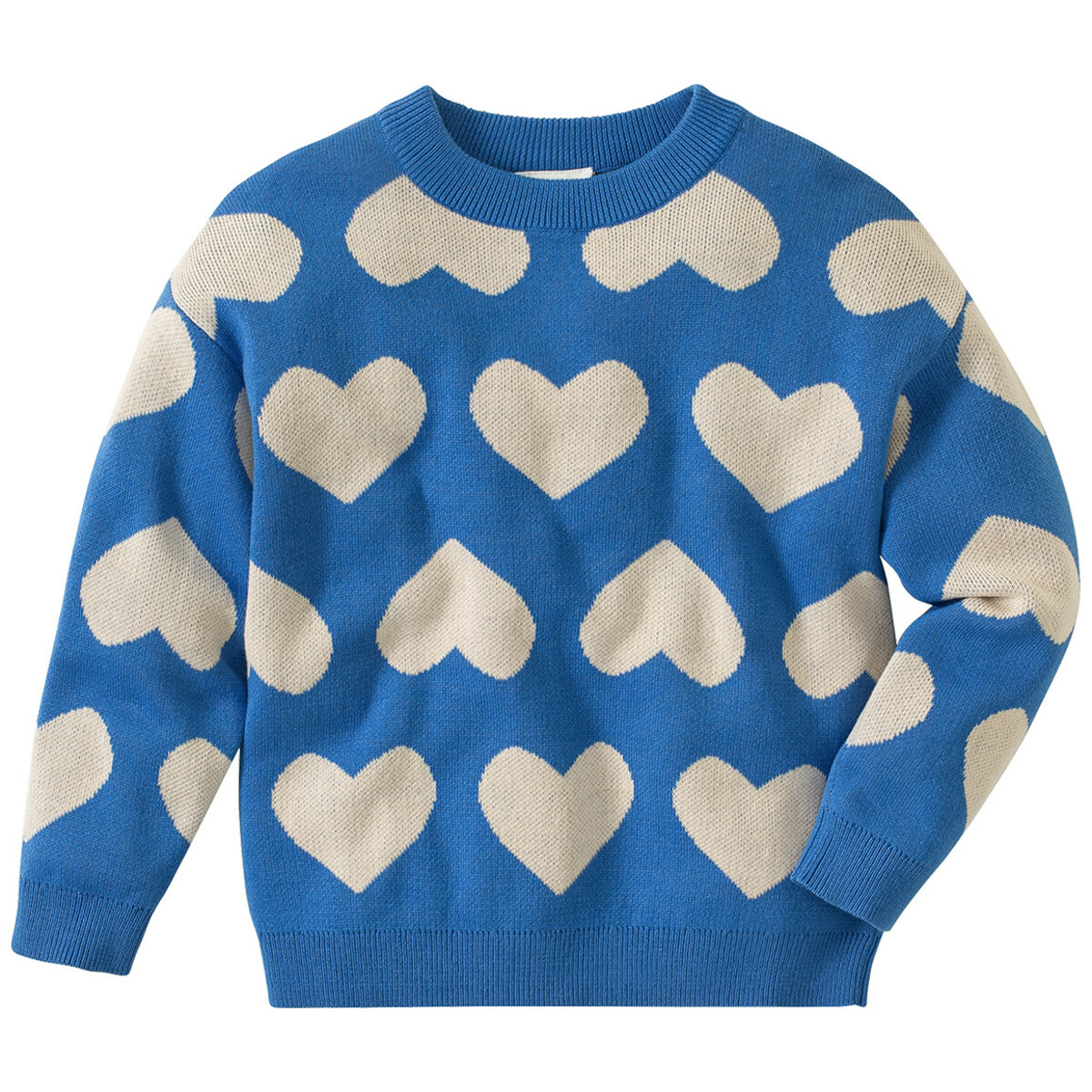 Bild 1 von Mädchen Strickpullover mit Herz-Allover BLAU / CREME