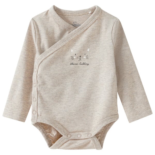 Bild 1 von Newborn Wickelbody mit Katzen-Print BEIGE