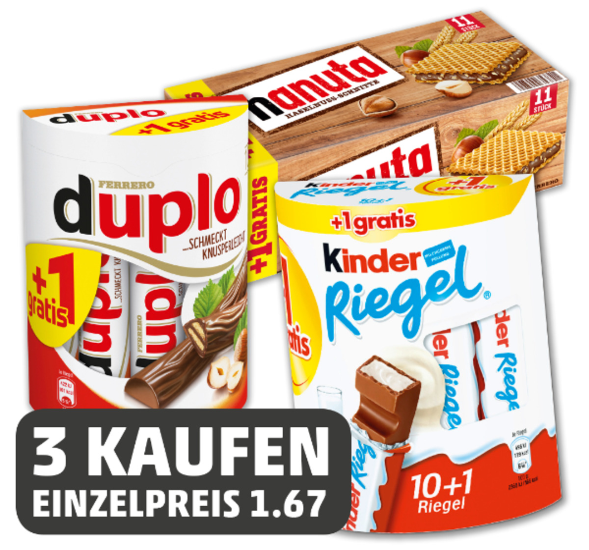 Bild 1 von FERRERO Hanuta, Duplo oder Kinder Riegel*