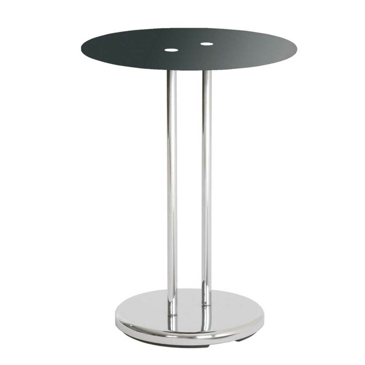 Bild 1 von Rundes Beistelltischchen mit Schwarzglasplatte verchromtem Säulengestell
