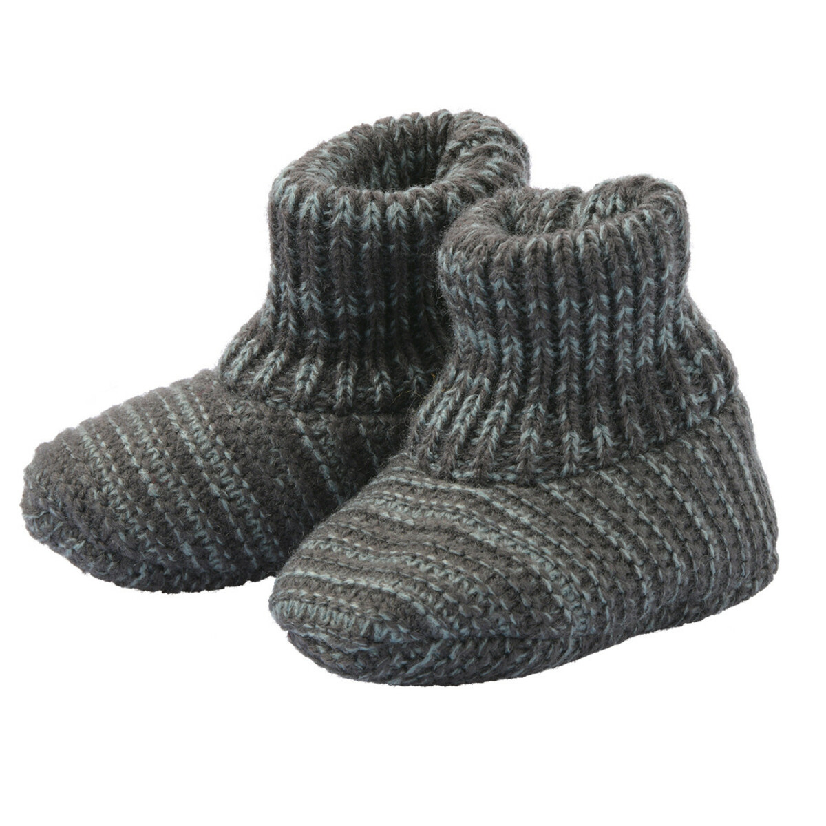 Bild 1 von Baby Soft-Schühchen aus Feinstrick DUNKELGRAU / HELLGRAU