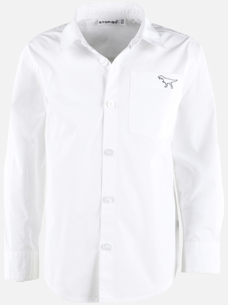 Bild 1 von Jungen Langarm-Hemd mit Dino Stickerei
                 
                                                        Weiß