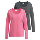 Bild 1 von 2 Damen Langarmshirts im Basic-Style DUNKELGRAU / PINK