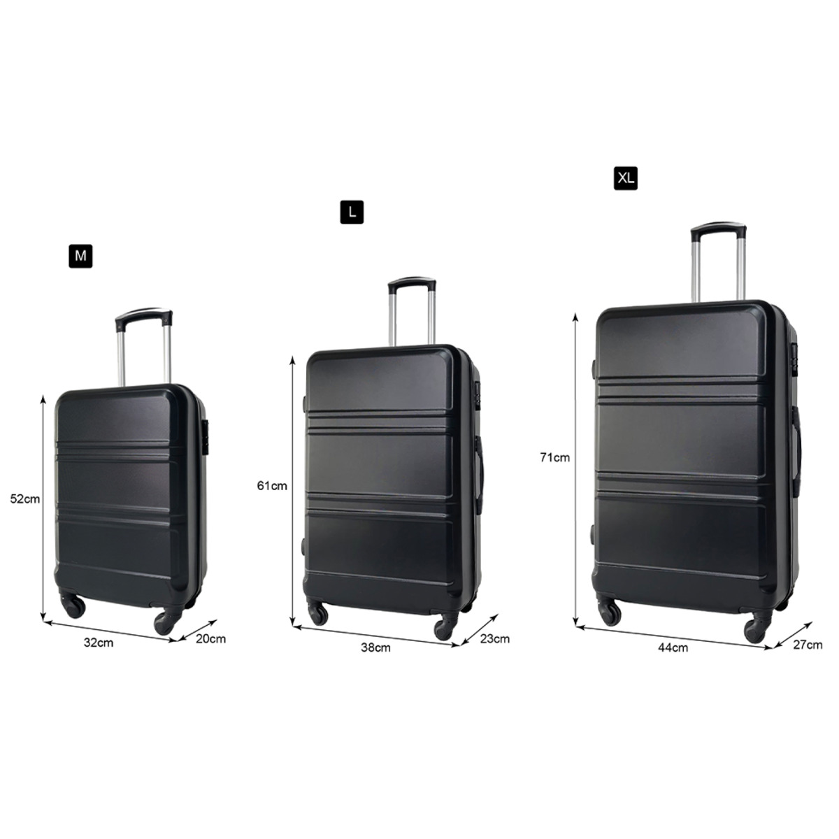 Bild 1 von TOPTEX Kofferset 3-teilig schwarz