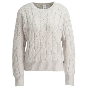 Damen Strickpullover mit Glitzersteinen BEIGE