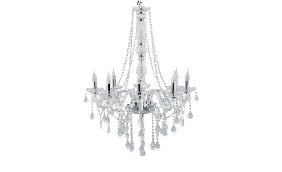 Bild 1 von KHG Kronleuchter, 8-flammig transparent/klar Maße (cm): H: 200  Ø: [72.0] Kurze Lieferzeit