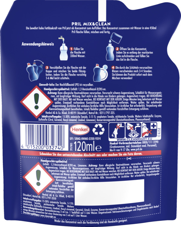 Bild 2 von Pril Mix & Clean Geschirrspülmittel Konzentrat Original