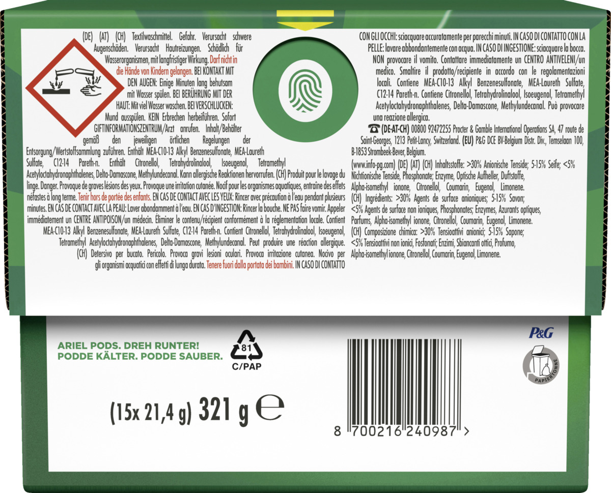 Bild 4 von Ariel All-in-1 Pods Universal+ Vollwaschmittel Flüssig 15WL