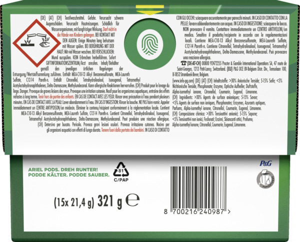 Bild 4 von Ariel All-in-1 Pods Universal+ Vollwaschmittel Flüssig 15WL