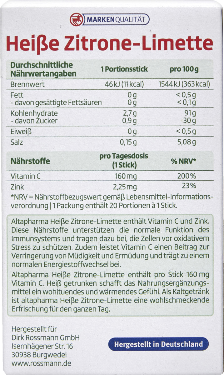 Bild 2 von altapharma Heiße Zitrone-Limette