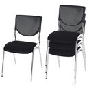 Bild 1 von 4er-Set Besucherstuhl H401, Konferenzstuhl stapelbar, Stoff/Textil ~ Sitz schwarz, Füße chrom