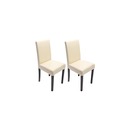 Bild 1 von 2er-Set Esszimmerstuhl Stuhl Küchenstuhl Littau ~ Leder, creme, dunkle Beine