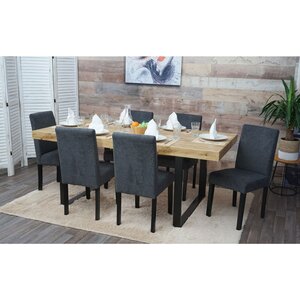 6er-Set Esszimmerstuhl Stuhl Küchenstuhl Littau ~ Textil, anthrazitgrau, dunkle Beine