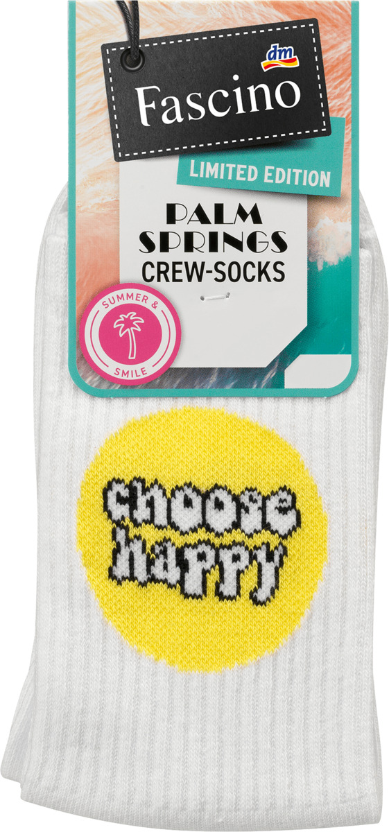 Bild 1 von Fascino Crew Socken mit Statement-Motiv, Gr. 35-38, weiß