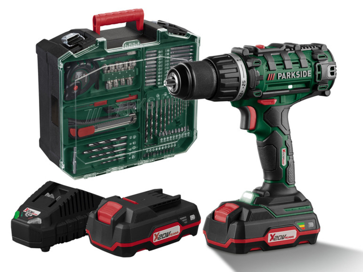 Bild 1 von PARKSIDE® 20 V Akku-Bohrschrauber Set »PABS 20-Li G8«, mit 2 Akkus, Ladegerät, Zubehörset