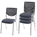 Bild 1 von 4er-Set Besucherstuhl H401, Konferenzstuhl stapelbar, Stoff/Textil ~ Sitz dunkelgrau, Füße chrom