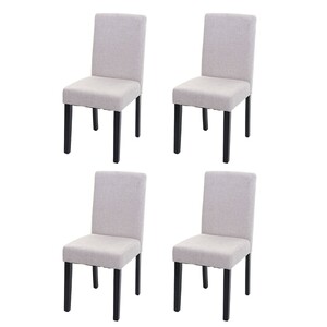 4er-Set Esszimmerstuhl Stuhl Küchenstuhl Littau ~ Textil, creme-beige, dunkle Beine