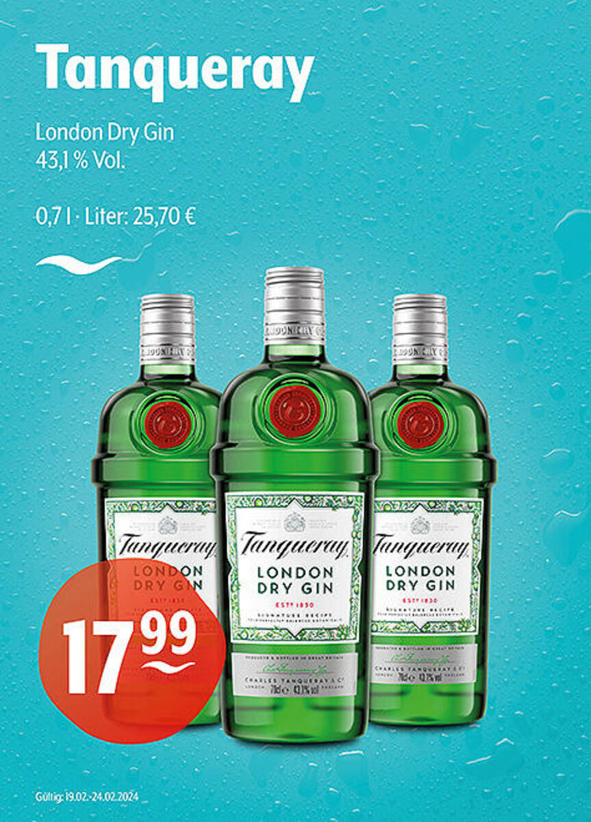 Bild 1 von Tanqueray London Dry Gin
43,1 % Vol.