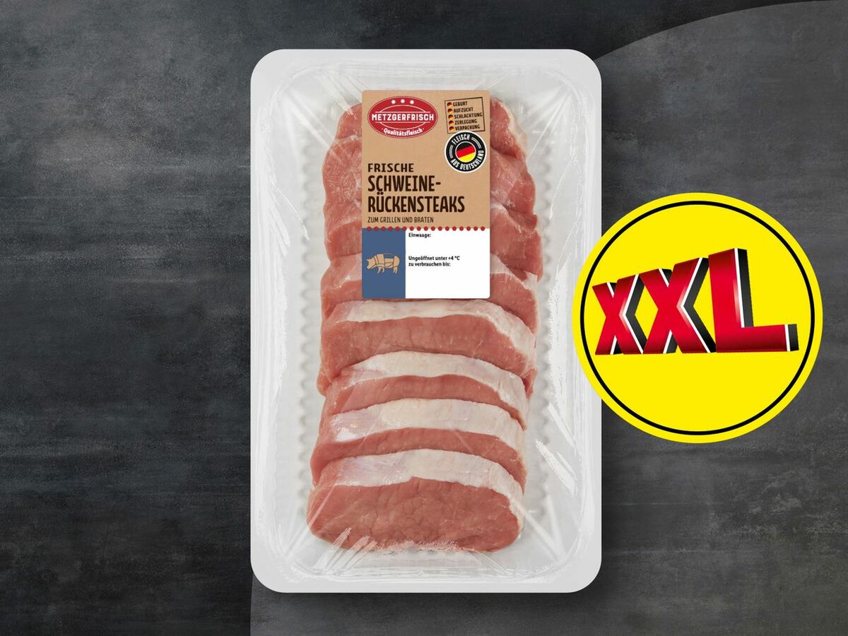 Bild 1 von Metzgerfrisch Frische Schweinerückensteaks XXL, 
         800 g