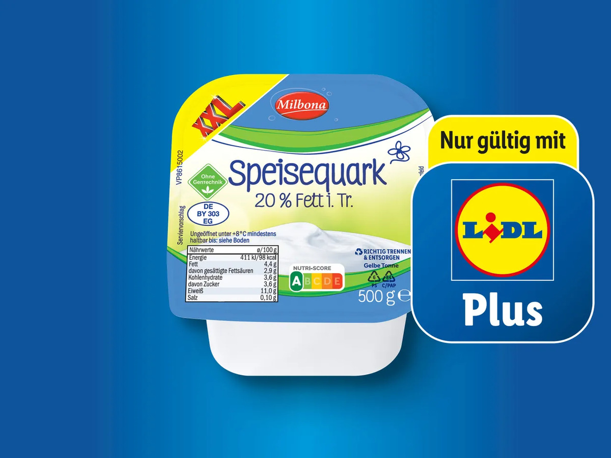 Bild 1 von Milbona Speisequark XXL, 
         500 g