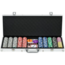 Bild 1 von SPORTNOW Pokerkoffer Set, 500 Pokerchips 11,5 Gramm, Pokerset mit Schloss, 2 Pokerdecks, 5 Würfel, 1 Dealer Button, 1 Small Blind,1 Big Blind, Silber