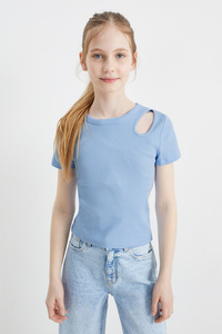 C&A Kurzarmshirt, Blau, Größe: 128