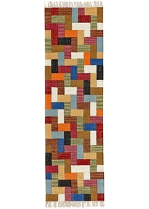 Kelim-Teppich mit Fransen, 9 (70/250 cm), Orange