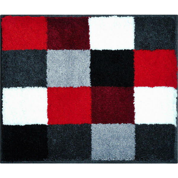 Bild 1 von Bidet-Vorleger Bona, Rot, Schwarz, Weiß, Textil, Karo, rechteckig, 50x60 cm, Oeko-Tex® Standard 100, Made in Europe, rutschfest, Badtextilien, Badematten