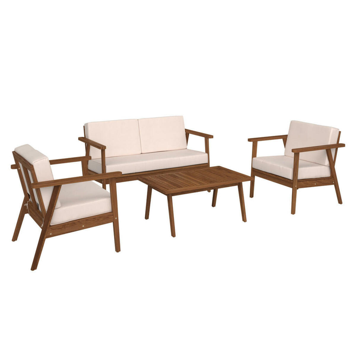 Bild 1 von Ambia Garden Loungegarnitur, Beige, Teak, Holz, Textil, Akazie, massiv, Füllung: Komfortschaum,Komfortschaum, eckig, 130x72x90 cm, Loungemöbel, Loungemöbel-Sets