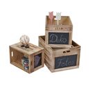 Bild 1 von 3er Set Holzkiste MCW-E11, Aufbewahrungsbox mit Tafel, Shabby-Look ~ naturbraun