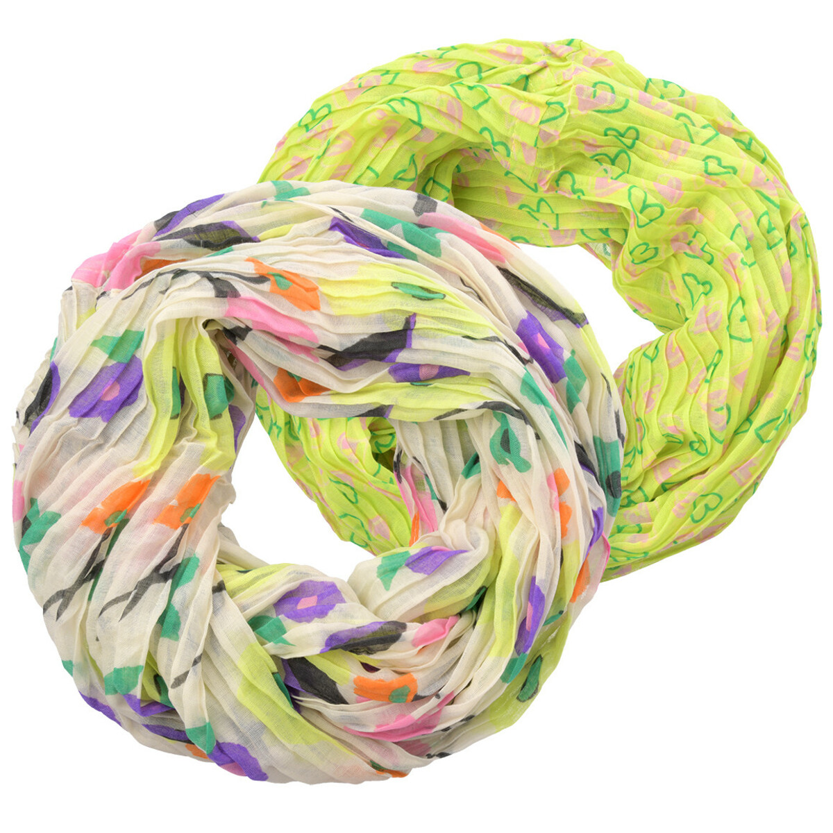 Bild 1 von 2 Damen Rundtücher im Set HELLGRÜN / WEISS / ROSA