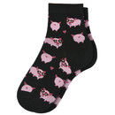 Bild 1 von 1 Paar Damen Socken mit Schweinchen SCHWARZ