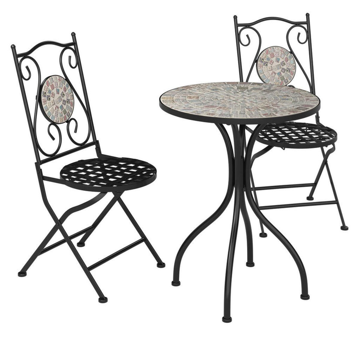 Ambia Garden Balkonset, Mehrfarbig, Schwarz, Metall, Glas, 3teilig
