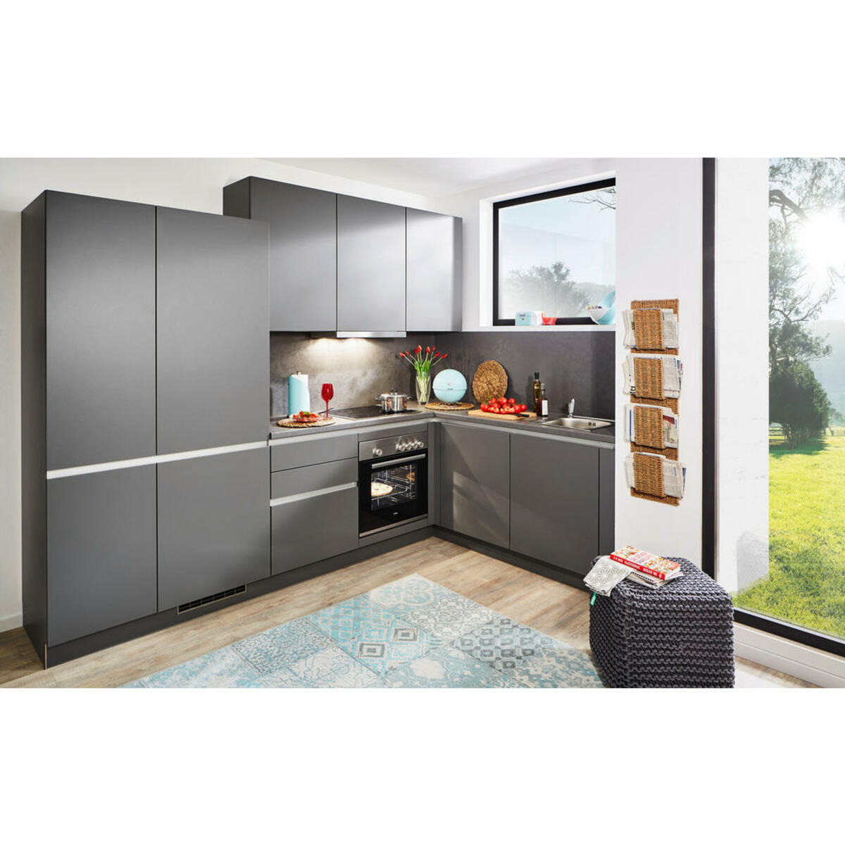 Bild 1 von Welnova Küchenleerblock, Anthrazit, 290x185 cm, Made in Germany, in den Filialen seitenverkehrt erhältlich, Küchen, Küchenzeilen & Küchenblöcke, Küchenzeilen ohne Geräte