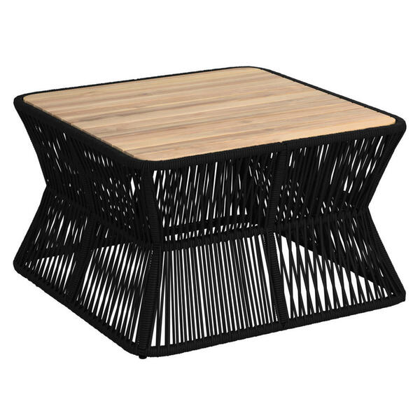 Bild 1 von Ambia Garden Loungetisch, Schwarz, Teak, Holz, Metall, Textil, Akazie, massiv, quadratisch, Sockel, 70x40x70 cm, Loungemöbel, Loungetische