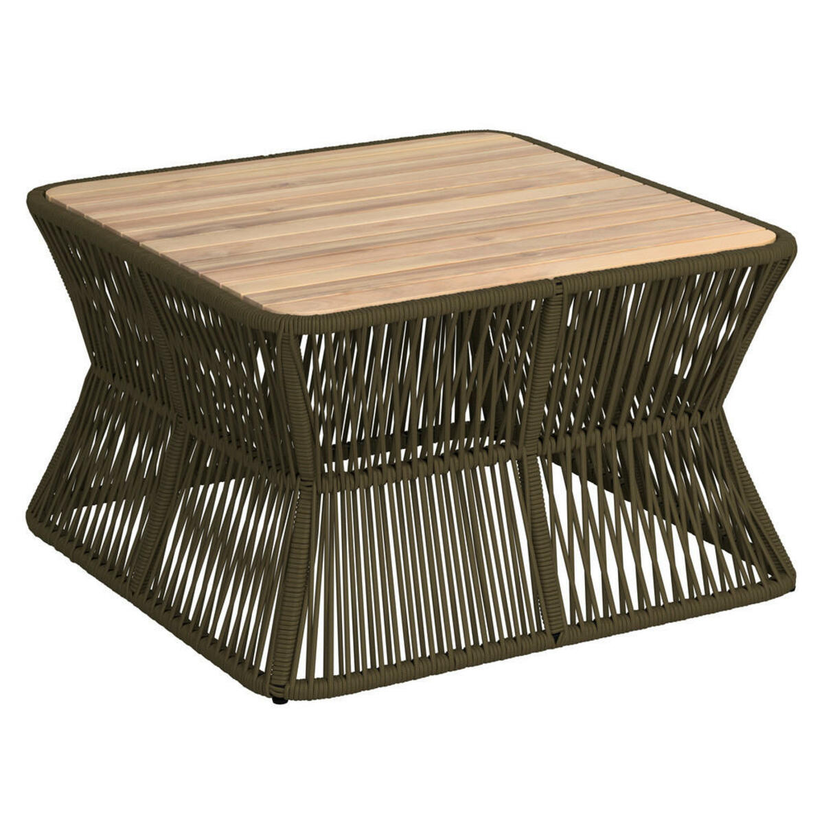 Bild 1 von Ambia Garden Loungetisch, Teak, Olivgrün, Holz, Metall, Textil, Akazie, massiv, quadratisch, Sockel, 70x40x70 cm, Loungemöbel, Loungetische