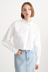C&A CLOCKHOUSE-Crop Bluse, Weiß, Größe: 34