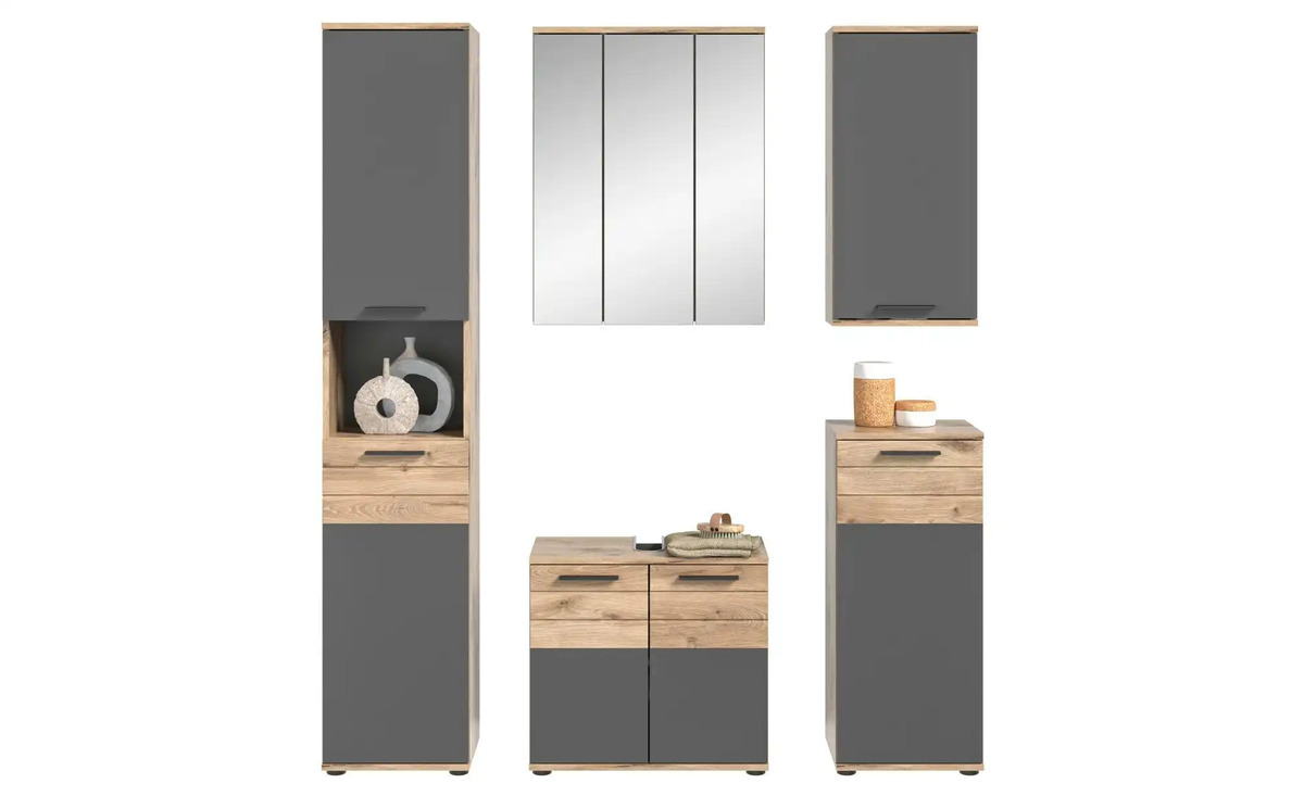 Bild 1 von Badkombination ¦ grau ¦ Maße (cm): B: 164 H: 190 Badezimmer > Komplett-Badkombinationen - Sconto