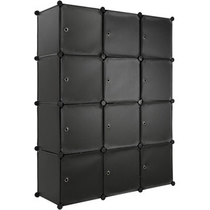 Steckregal 12 Boxen mit Türen 112x37x148cm - schwarz