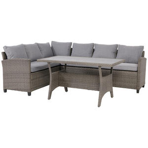 Ambia Garden Loungegarnitur, Grau, Metall, Kunststoff, Textil, 3-teilig, 220 cm, UV-beständig, Loungemöbel, Loungemöbel-Sets