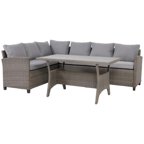 Bild 1 von Ambia Garden Loungegarnitur, Grau, Metall, Kunststoff, Textil, 3-teilig, 220 cm, UV-beständig, Loungemöbel, Loungemöbel-Sets