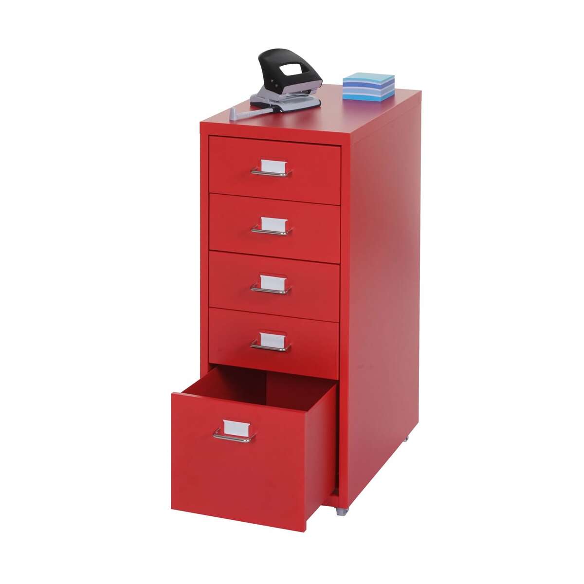 Bild 1 von Rollcontainer Preston T851, Schubladenschrank Stahlschrank, 69x28x41cm 5 Schubladen ~ rot