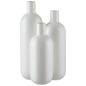 Ambia Home Vase, Weiß, Keramik, rund, 29 cm, handgemacht, zum Stellen, auch für frische Blumen geeignet, Dekoration, Vasen, Keramikvasen