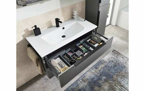 Bild 3 von Mondo - Waschtischunterschrank Arta, quarzgrau, inkl. Kosmetikeinsatz