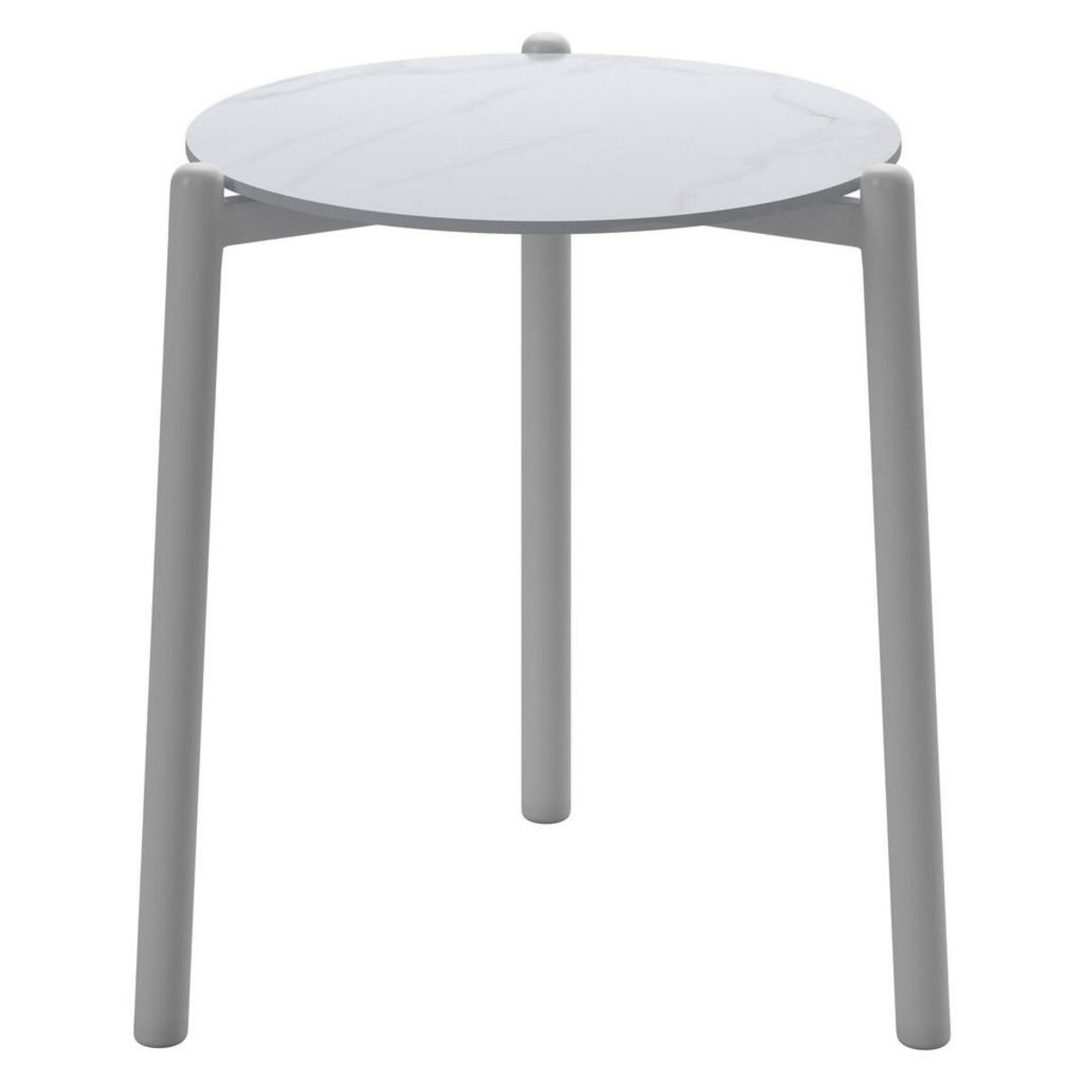 Bild 1 von Ambia Garden Gartenbeistelltisch, Weiß, Metall, Keramik, rund, Rundrohr, 40x47x40 cm, einfacher Aufbau, Freizeit, Campingzubehör, Campingtische