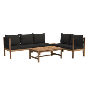 Ambia Garden Loungegarnitur, Anthrazit, Teak, Holz, Kunststoff, Textil, Akazie, vollmassiv, Füllung: Komfortschaum,Komfortschaum, Säule, Loungemöbel, Loungemöbel-Sets