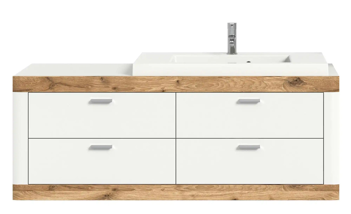 Bild 1 von Waschtisch inkl. Waschbecken ¦ weiß ¦ Maße (cm): B: 132 H: 50 T: 48 Badezimmer > Badschränke > Waschbeckenunterschränke - Sconto