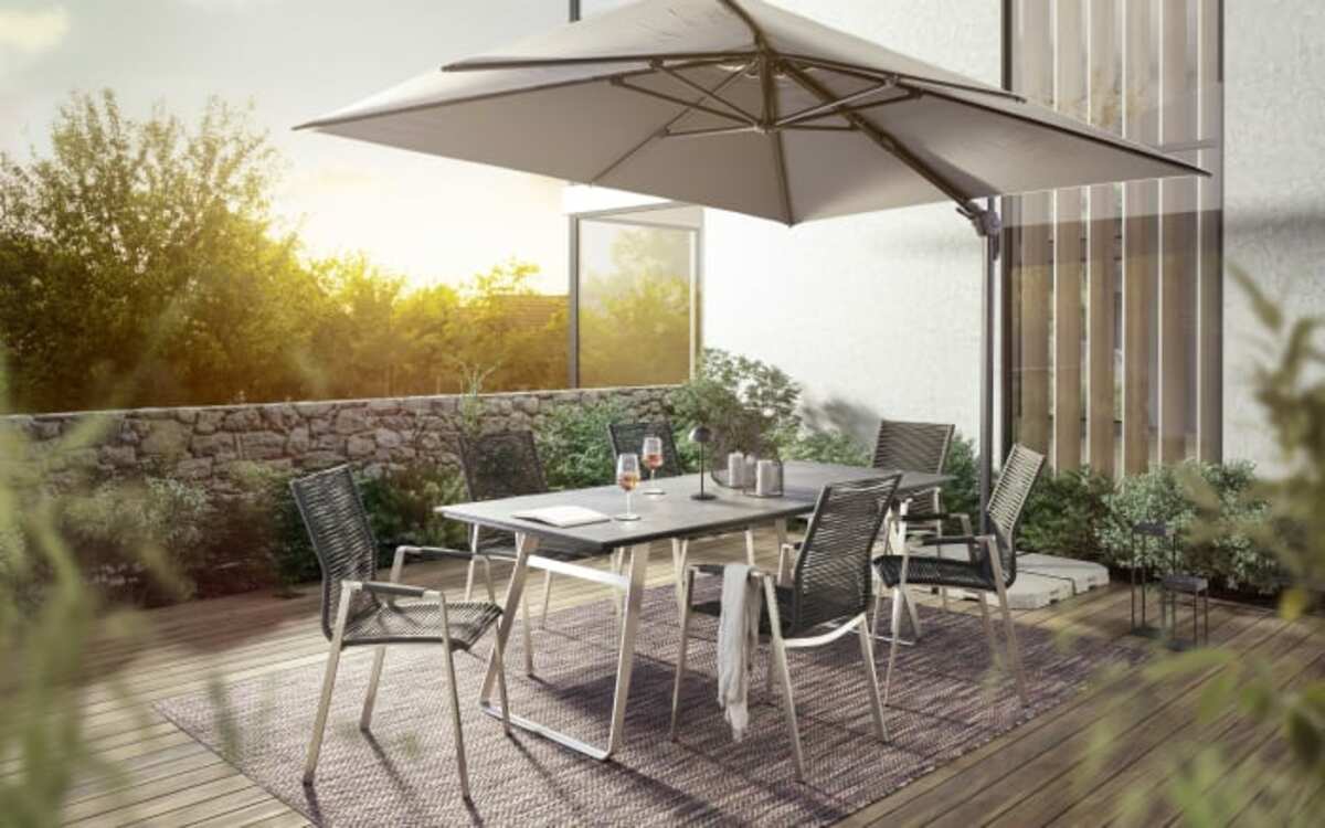 Bild 1 von Gartentisch Freilicht Portugal, Edelstahl gebürstet, 180 x 76 cm